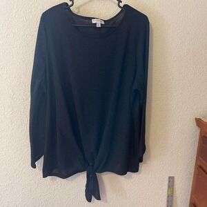 Kim Rodgers Long Sleeve Shirt Tie Front with Gold Sparkle 2X Plus Size Going Out